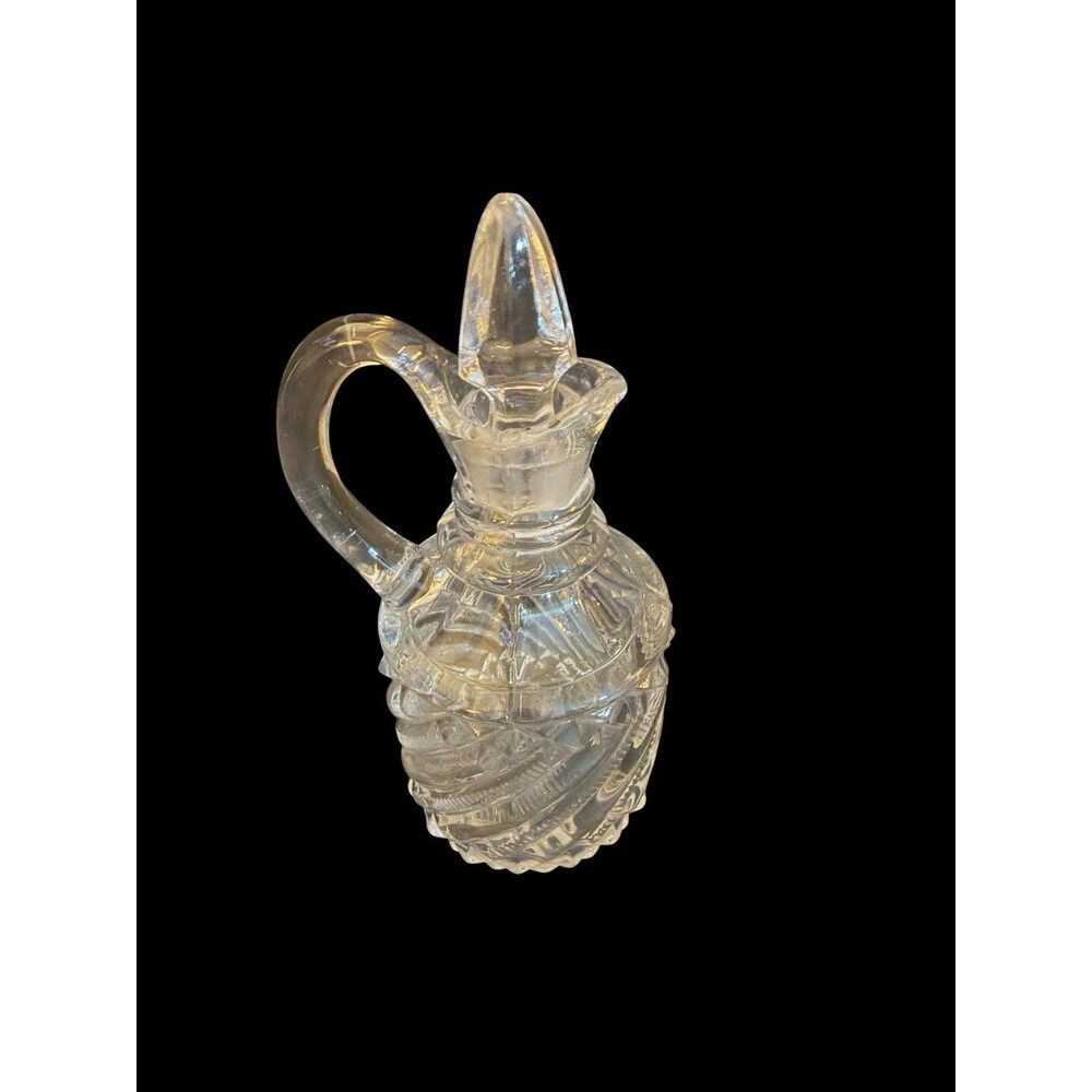 Vtg Antique Eapg Clear Glass Vinegar Cruet With Ground Glass Finial Stopper